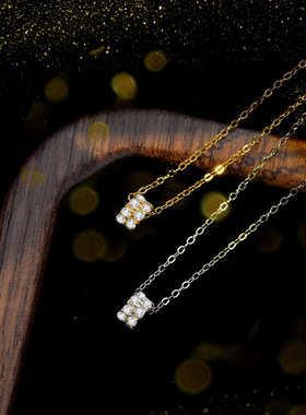 s925纯银满钻小蛮腰项链轻奢韩式版小众小巧设计百搭通勤2025新款