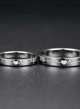 韩版简约S925纯银情侣对戒活口男女一对情侣银戒指心跳
