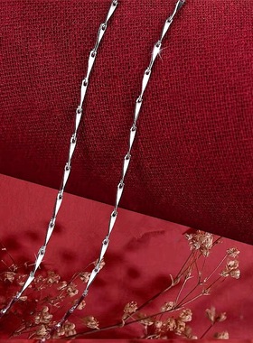 s925纯银白金项链女锁骨链配饰盒子o字水波链简约百搭链条批发