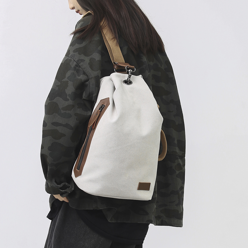 Canvas chest bag large capacity retro casual shoulder bag