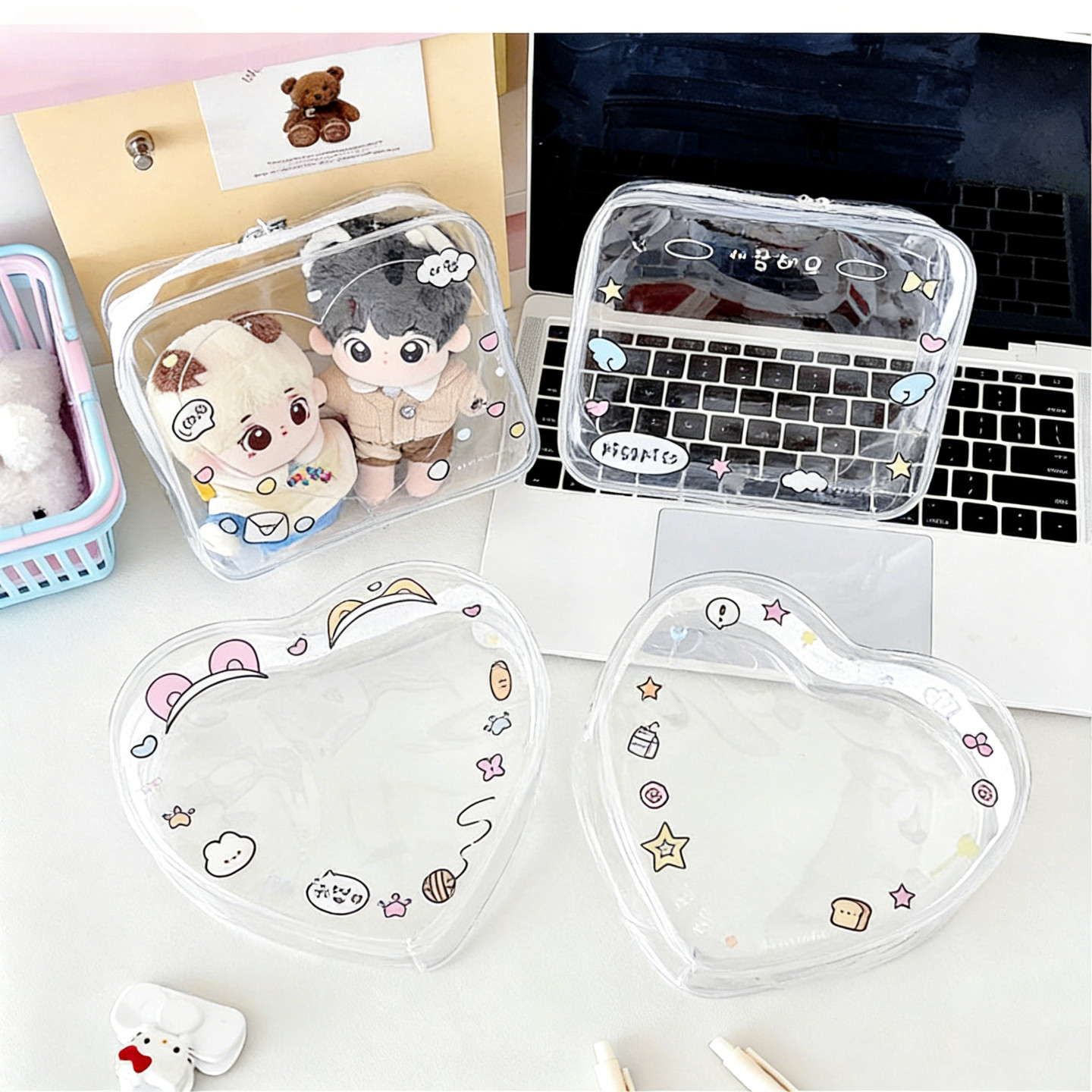 10cm娃包双人心形娃包可爱透明外出晒娃包涂鸦保护套收纳包防尘袋,淘宝优惠券,粉丝福利购,淘宝优惠卷