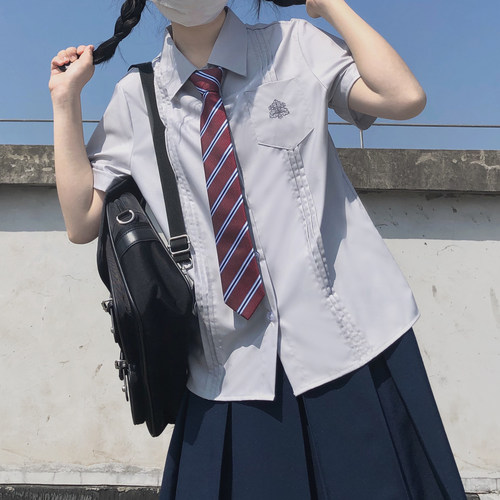 车厘子jk衬衫原创刺绣百搭日系甜美水色粉色五色短袖长袖衬衣现货 - 图0