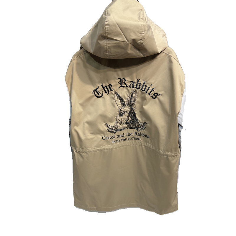 柜1K+！G家男装卡其色中长款连帽风衣兔子刺绣拼色休闲夹克外套男,淘宝优惠券,粉丝福利购,淘宝优惠卷