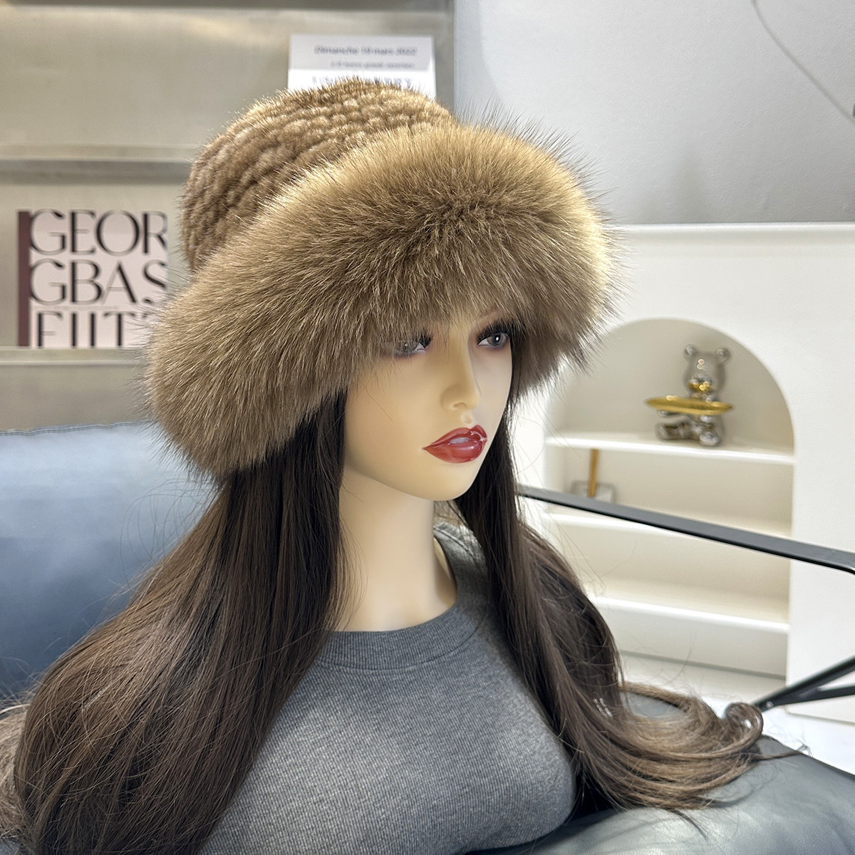 水貂毛帽子女秋冬季貂毛狐狸毛渔夫帽水貂皮草帽冬季时尚保暖盆帽,淘宝优惠券,粉丝福利购,淘宝优惠卷