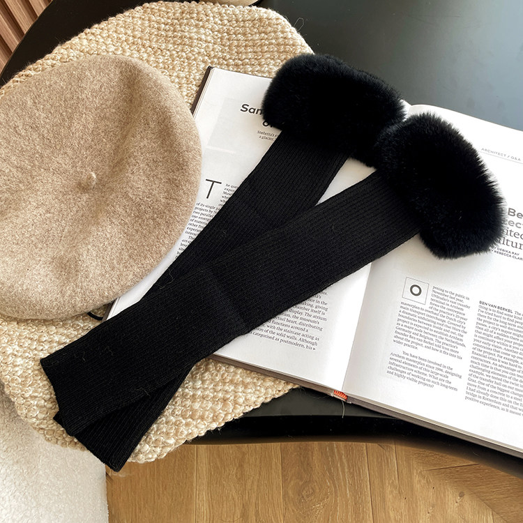 针织袖套女秋冬季獭兔毛露指保暖加长手套皮草毛线假袖子护胳膊套,淘宝优惠券,粉丝福利购,淘宝优惠卷