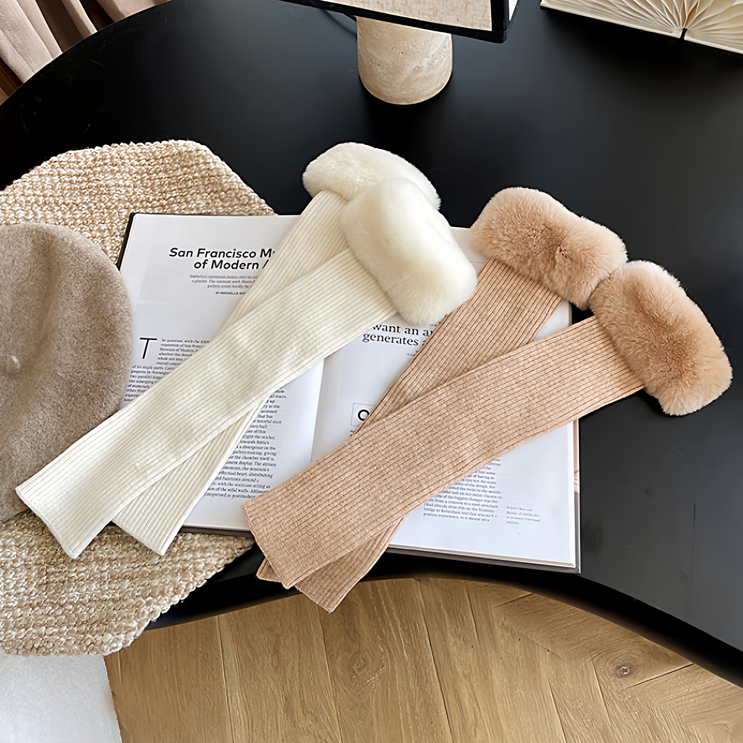 针织袖套女秋冬季獭兔毛露指保暖加长手套皮草毛线假袖子护胳膊套,淘宝优惠券,粉丝福利购,淘宝优惠卷