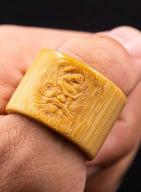 玉竹钟馗 把玩 实心竹 玉竹手把件 手玩文玩竹节手环圈玉竹扳指