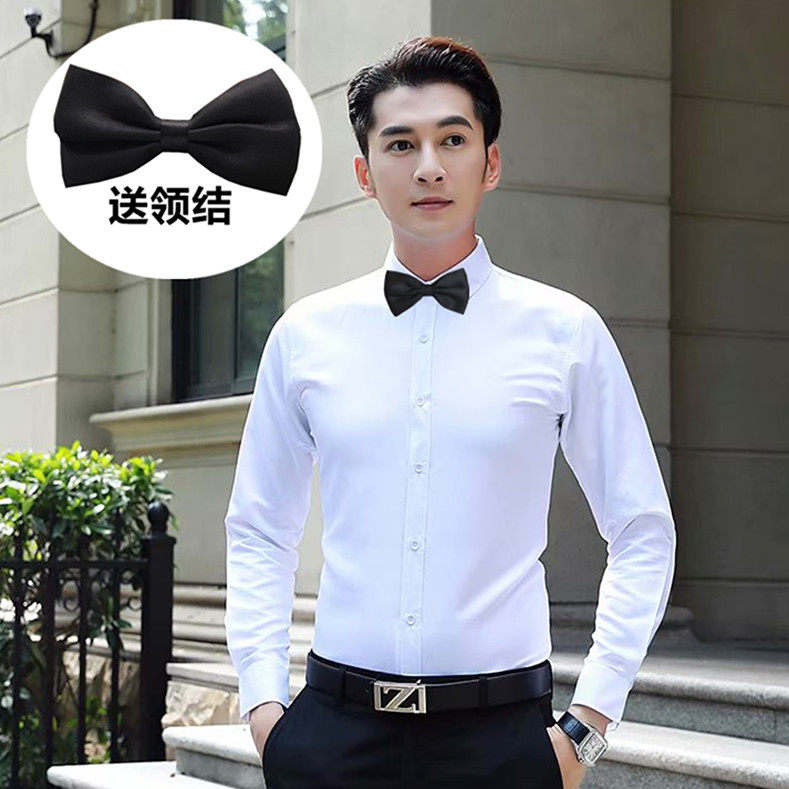伴郎服装男兄弟装团服礼服婚礼白色衬衫西装长袖修身新郎结婚衣服 - 图2