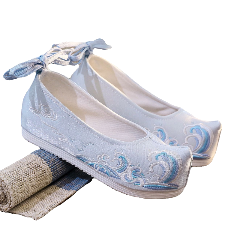 大码中式民族风汉服鞋子女搭配古风秀禾鞋明制翘头古装刺绣花布鞋,淘宝优惠券,粉丝福利购,淘宝优惠卷