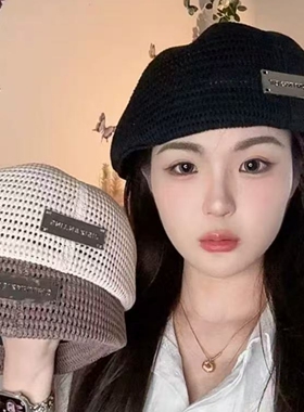 夏季镂空贝雷帽女时尚显脸小