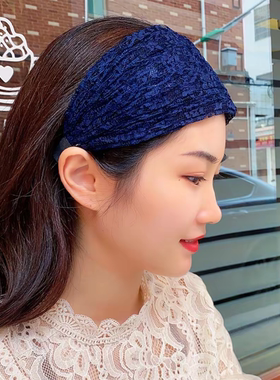 蕾丝宽边带齿防滑遮白发箍