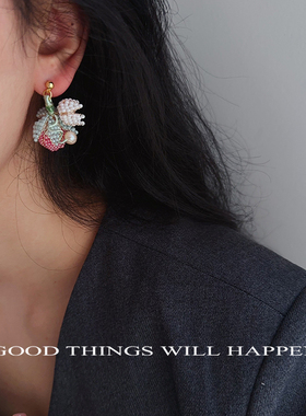 手作戒指小礼物手工串珠粉色草莓可爱少女心水晶指环个性百搭俏皮