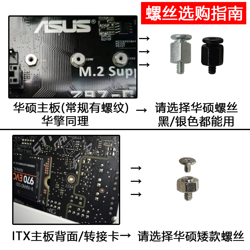 主板M2固态螺丝M.2硬盘螺丝散热片固定笔记本适用PS5华硕微星技嘉-图0