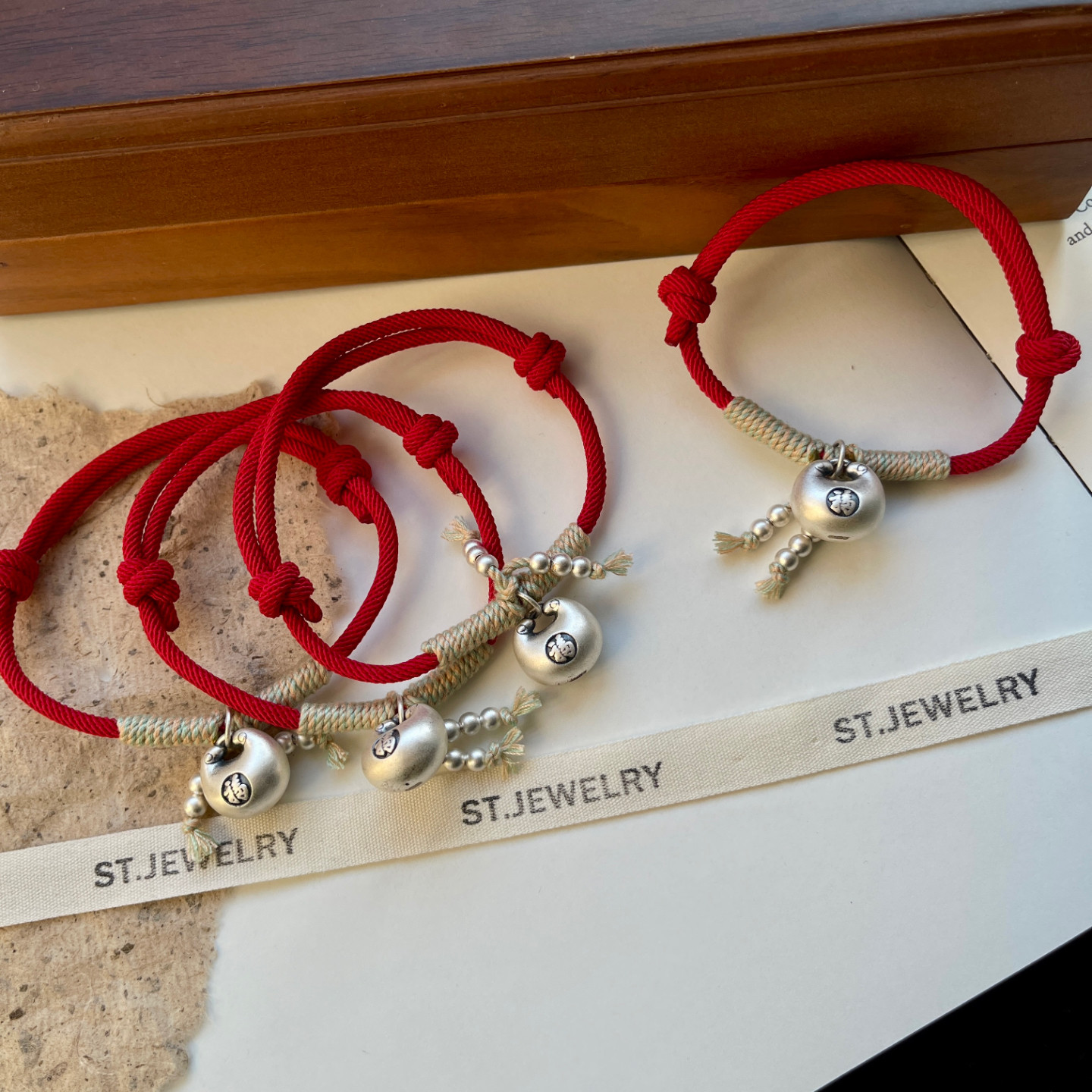 哑光胖福手链】925纯银红绳可爱精致磨砂可调节手环新年礼物红色,淘宝优惠券,粉丝福利购,淘宝优惠卷