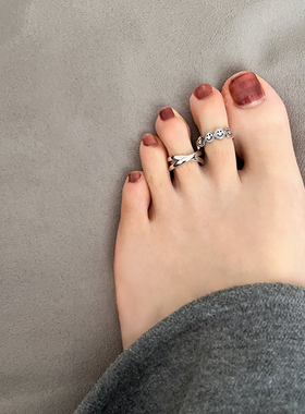 复古个性开口脚趾戒指 s925纯银小众精致脚环个性可调节尾戒女
