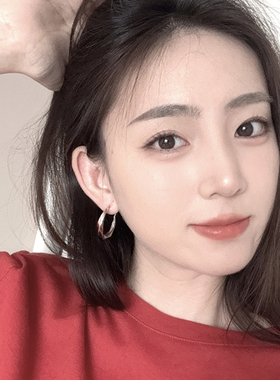 轻奢】素圈莫比乌斯大耳环 通体925纯银重工耳圈中号加粗耳坠女