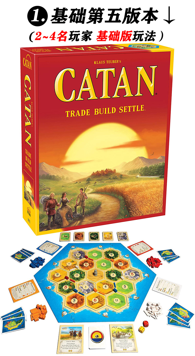 卡坦岛中英文新版第五版Catan 5-6人扩展海洋版休闲聚会桌游卡牌-图0