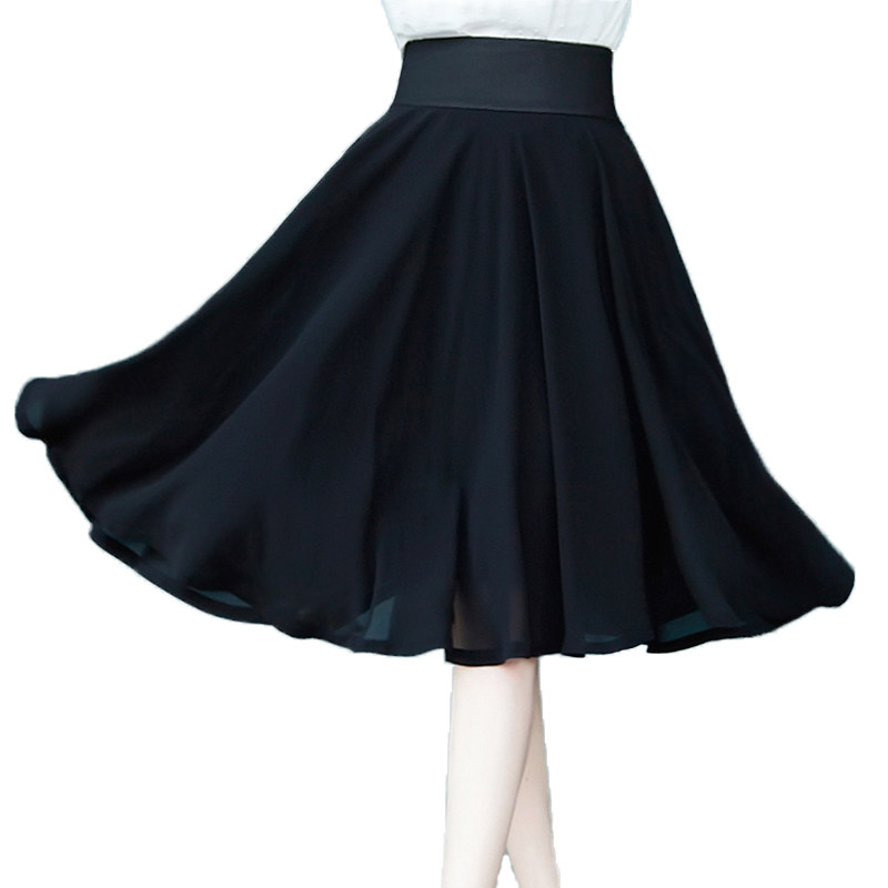 2025新款百搭雪纺半身裙夏季中长款大摆高腰显瘦中裙纯色大码复古,淘宝优惠券,粉丝福利购,淘宝优惠卷