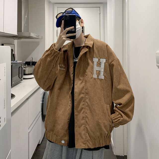 Hong Kong style retro trendy corduroy work jacket