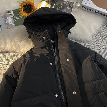 Jacket Cotton Oversize Loose Jacket Men's 2024 New Autumn and Winter Hooded Solid Color Warm Cotton Jacket