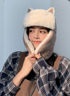 雷锋帽女防寒可爱秋冬季