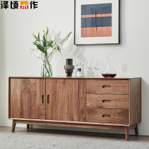 North American Light Extravagant Black Walnuts Wood Dining Side Cabinet Full Solid Wood Minima Modern Living Room Cabinet Dining Room Home Disposal Cabinet