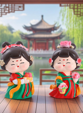 唐小环古风唐侍女摆件国潮娃娃桌面装饰品西安文创纪念品女生礼物