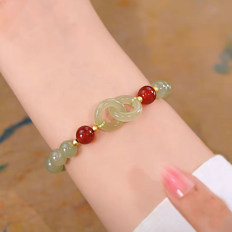 Ring-linked Hotan Yu Bracelet Female Niche Design Love Safe - 图2