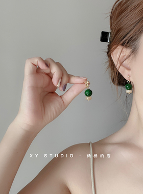XY STUDIO手作原创绿野仙踪绿色小众设计款耳环女气质高级感耳圈