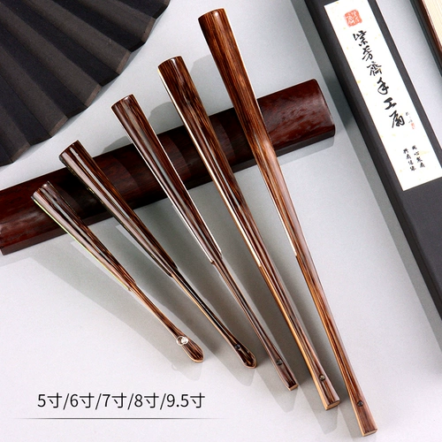 9,5-дюймовый культурный игривый полный коричневый бамбук-фанат Юзху мужчины и женщины играют в коллекцию рисовые бумаги Sugong Black Fan Style Style