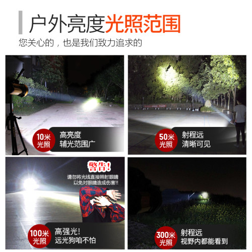 手电筒强光可充电户外超亮家用远射疝气超长续航多功能手提探照灯 - 图2