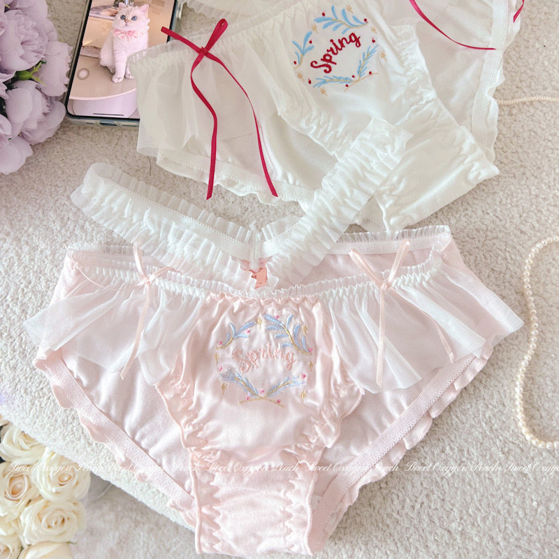 森田春恋～日系少女纯欲甜美纯棉拼缎面蕾丝腰带透气三角内裤抗菌,淘宝优惠券,粉丝福利购,淘宝优惠卷