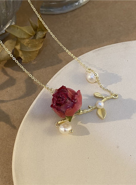 干花真花原创手作花朵项链