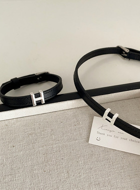 H字母皮质项圈女短颈链