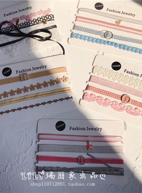 choker时尚风蕾丝短款红色锁骨链