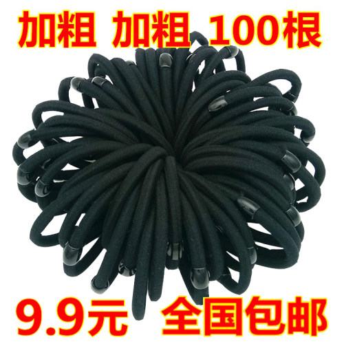 韩国高弹力发绳加粗无接缝发圈黑色橡皮筋扎头发头绳耐用皮套发饰 - 图0