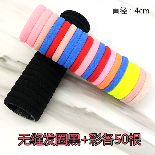 韩国高弹力发绳加粗无接缝发圈黑色橡皮筋扎头发头绳耐用皮套发饰 - 图1