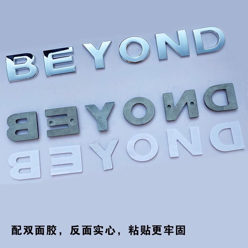 金属车贴Beyond超越乐队黄家驹摩托车身英文名字母汽车标装饰改装-图0