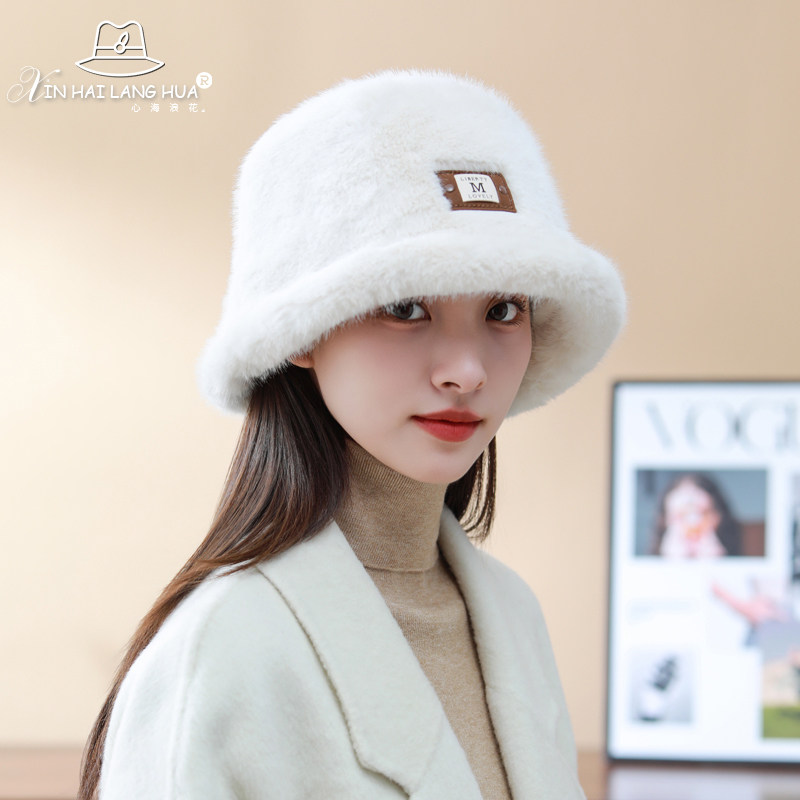 毛绒渔夫帽女秋冬季新款加绒加厚保暖盆帽可爱显脸小百搭护耳帽子,淘宝优惠券,粉丝福利购,淘宝优惠卷