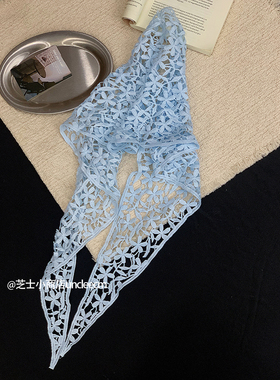 韩国原单法式田园风蕾丝腰巾三角巾头巾女腰带屁帘叠穿腰封配裙子
