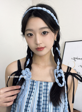 手工针织花朵细窄长条围巾女2026春夏新款凹造型小众百搭颈链围脖