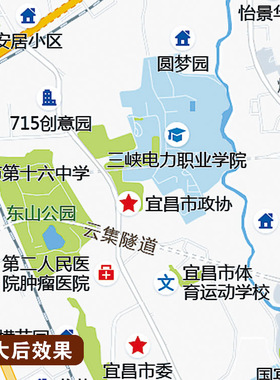 2026新款宜昌市区城区地图办公室挂图高清壁贴超大装饰画定制