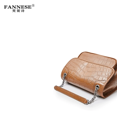 Качественная сумка, кожаная цепь, из натуральной кожи, крокодиловый принт, на цепочке