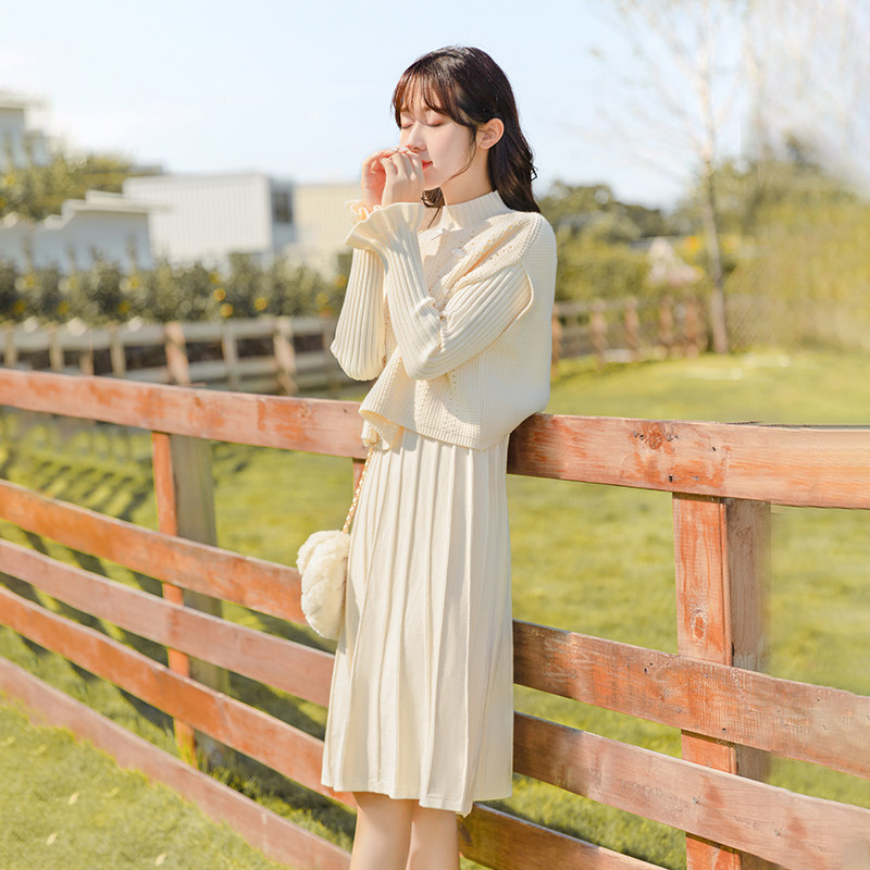 气质针织连衣裙秋冬季打底毛衣裙子 芙莲尔连衣裙