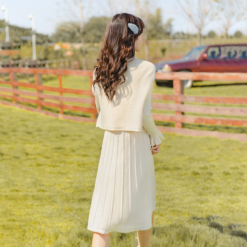 气质针织连衣裙秋冬季打底毛衣裙子 芙莲尔连衣裙