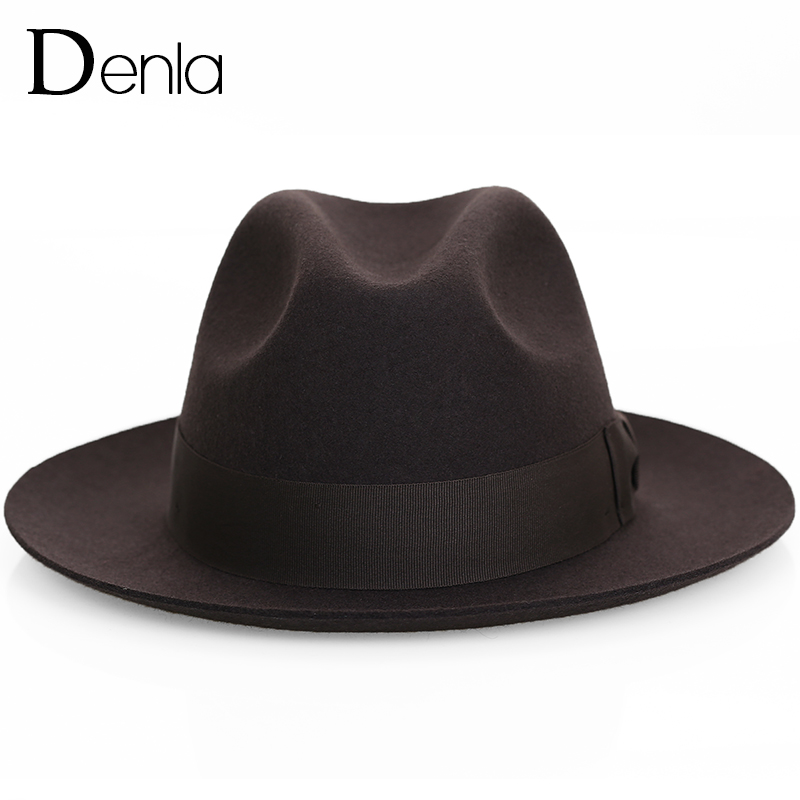 Denla英伦风羊毛呢礼帽秋冬休闲大檐男士复古毡帽时尚潮流爵士帽,淘宝优惠券,粉丝福利购,淘宝优惠卷