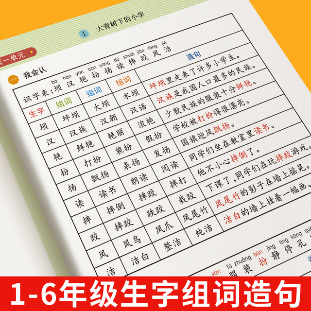 Synchronized word combinations for grades 1, 2, 3, 4, 5 and 6
