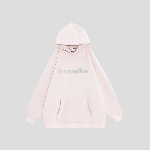 INSstudios 国潮牌情侣美式立体发泡logo连帽卫衣重磅加绒连帽衫 - 图3
