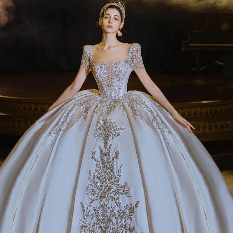 【星辰芳华】新款重工缎面新娘结婚婚纱长袖宫廷法式复古小个子女,淘宝优惠券,粉丝福利购,淘宝优惠卷