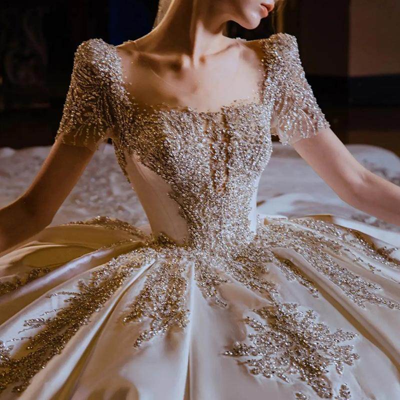 【星辰芳华】新款重工缎面新娘结婚婚纱长袖宫廷法式复古小个子女,淘宝优惠券,粉丝福利购,淘宝优惠卷